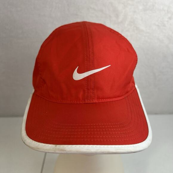 NIKE Adult FEATHERLIGHT DRI-FIT Tennis Golf Hat-Fiery Red Strapback Adjustable - Picture 3 of 12